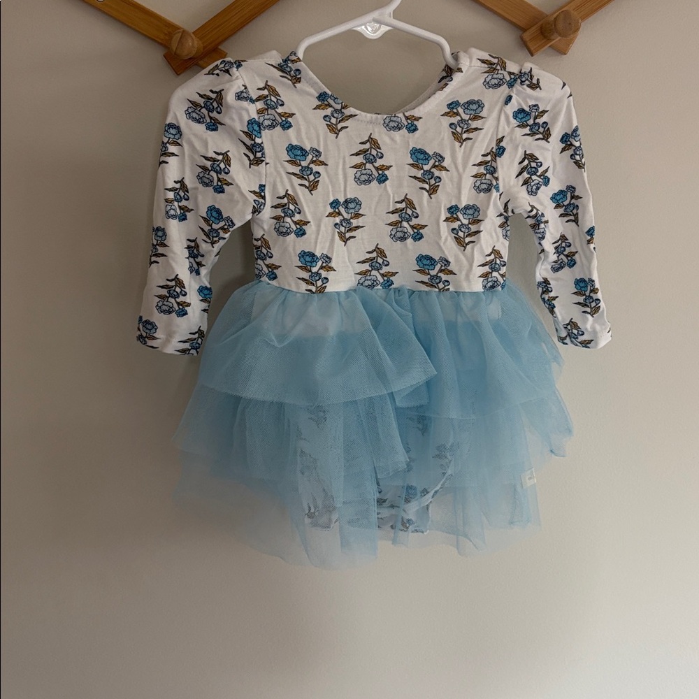 Milkberry Tutu Bodysuit Onesie Dress Blue Baby Girl size 3-6 months